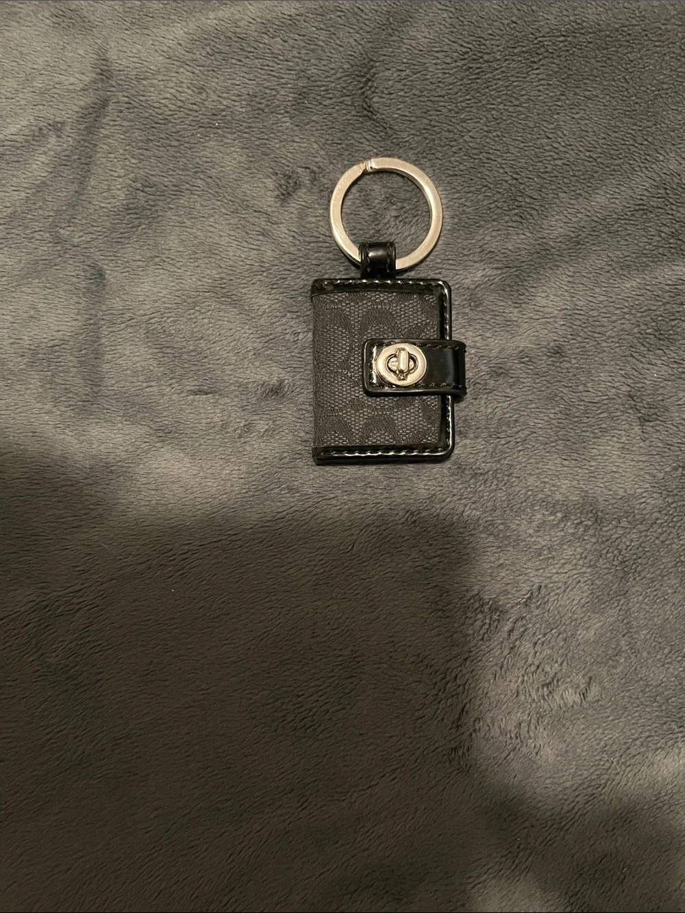 Coach Black Leather Signature Key & Card Holder Keyring